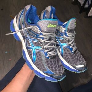 Asics Gray and Blue Running Shoes